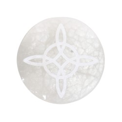 Piastra Circolare di Selenite Nodo di Strega Extra