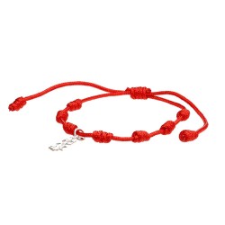 Bracciale dei 7 Nodi di Protezione e Croce di Caravaca Grande in Argento Sterling 925