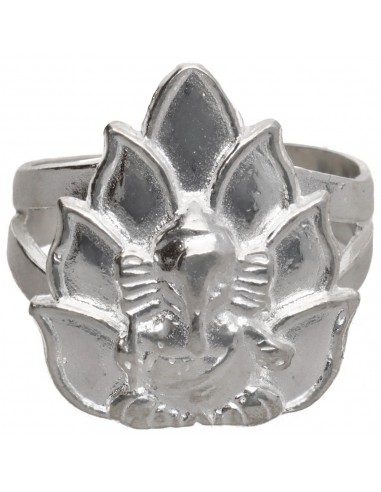 Anillo Ganesha Flor de Loto en Plata...
