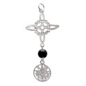 Nó de bruxa e Tetragrammaton com pingente de obsidiana em prata de lei 925