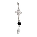 Nó de bruxa e Tetragrammaton com pingente de obsidiana em prata de lei 925