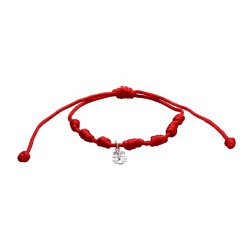 Bracciale dei 7 Nodi di Protezione e Croce di Caravaca Piccola in Argento Sterling 925
