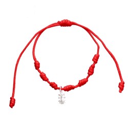 Bracciale dei 7 Nodi di Protezione e Croce di Caravaca Piccola in Argento Sterling 925
