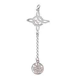 Pendente Lungo Nodo di Strega e Tetragramma in Argento Sterling 925