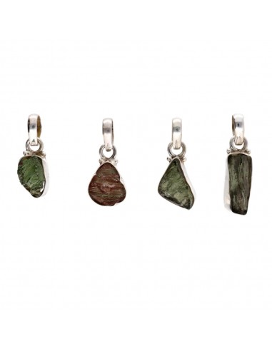 Moldavite Bezel Pendant em Prata de...