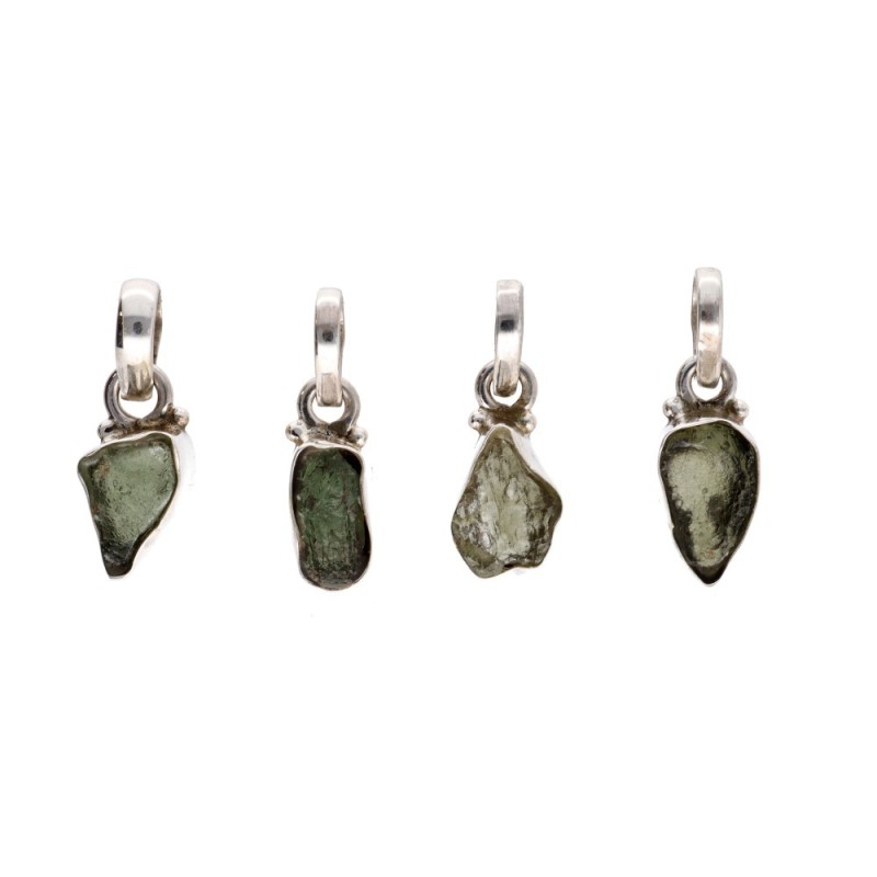 Pendente Bisel di Moldavite in Argento Sterling 925 (1 - 1.9gr)