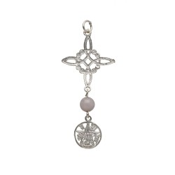 Colgante Nodo di Strega e Tetragrammaton con Quarzo Rosa in Argento Sterling 925