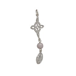 Colgante Nodo di Strega e Tetragrammaton con Quarzo Rosa in Argento Sterling 925