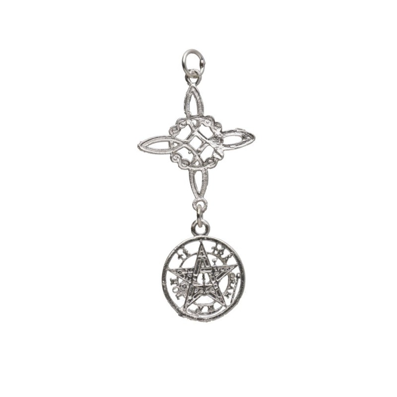 Ciondolo Nodo di Strega e Tetragramma Grande in Argento Sterling 925
