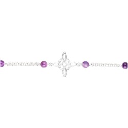 Pulseira de prata esterlina 925 com nó de bruxa e ametista