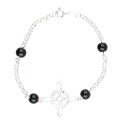Witch Knot Bracelet with Jet in 925 Sterling Silver -B