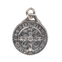 Médaille de Saint Benoît en argent 925, vieillie