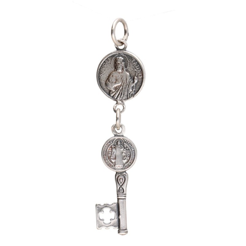 Pendente Chiave di San Giuda in Argento Sterling 925 Invecchiato