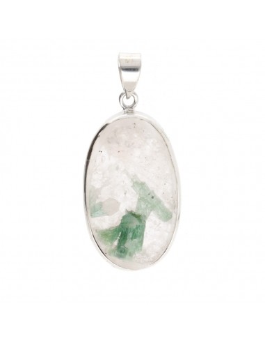 Blue Tourmaline in Quartz Pendant in...