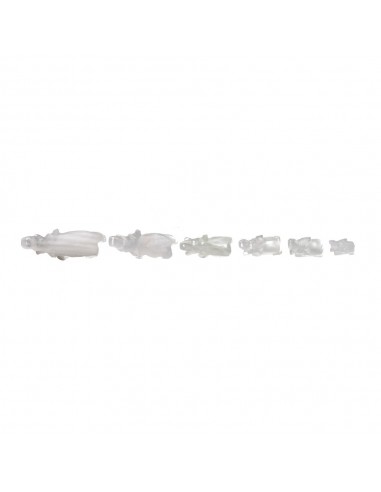 White Calcite Large Elephant Family