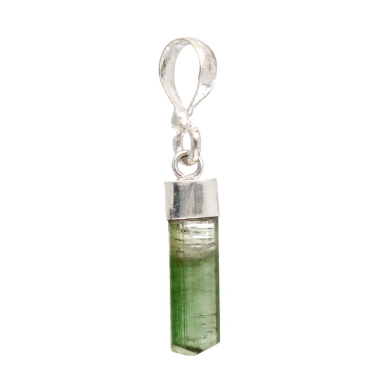 Pendente in Tormalina Verde Grezza in Argento Sterling 925 -B