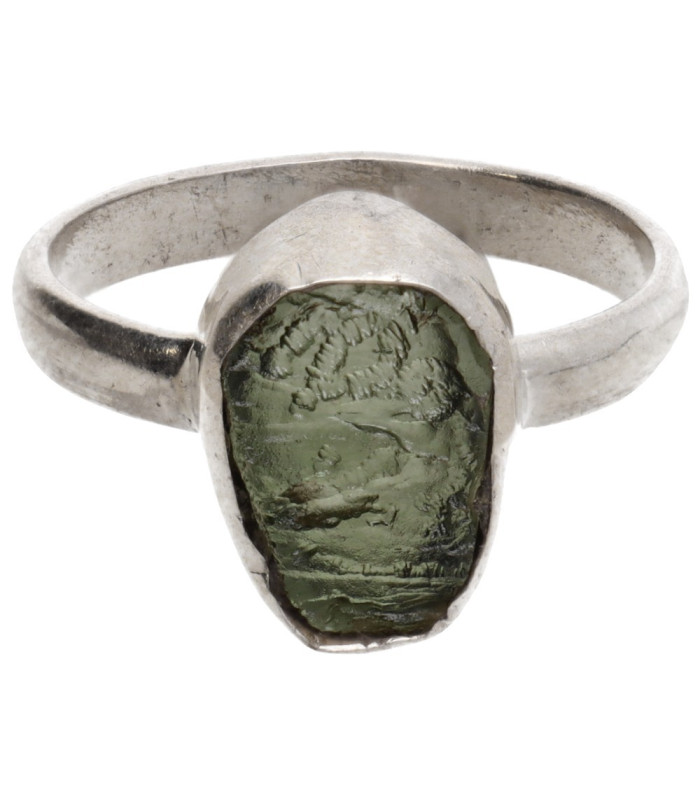 Anello in Moldavite in Argento Sterling 925 (2 - 2.9gr)