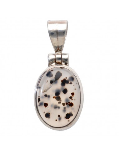 Pendentif Agate Dendritique en Argent...
