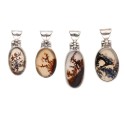 Pendentif ovale en agate dendritique en argent 925