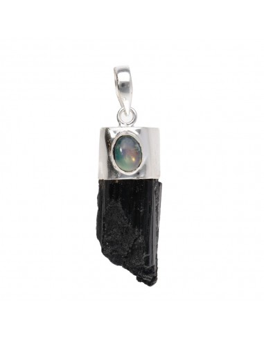 Tourmaline Pendant with Opal Oval in...