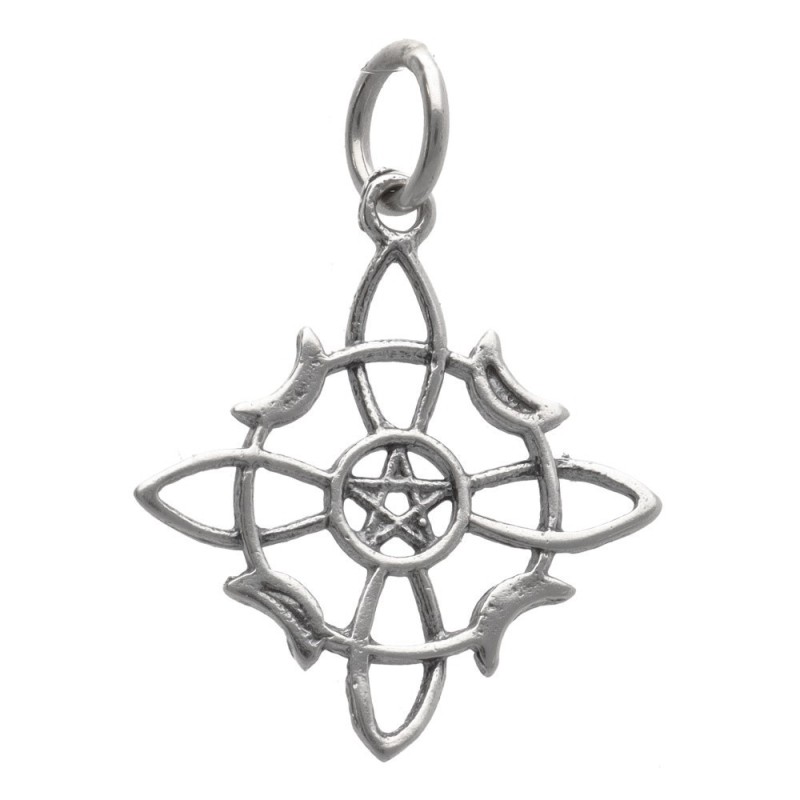 Pendente Nodo di Strega con Lune in Argento Sterling 925