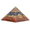 Pirâmide de chakras de resina orgonite com árvore da vida 8x8cm