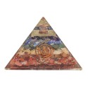 Pirâmide de chakras de resina orgonite com árvore da vida 8x8cm