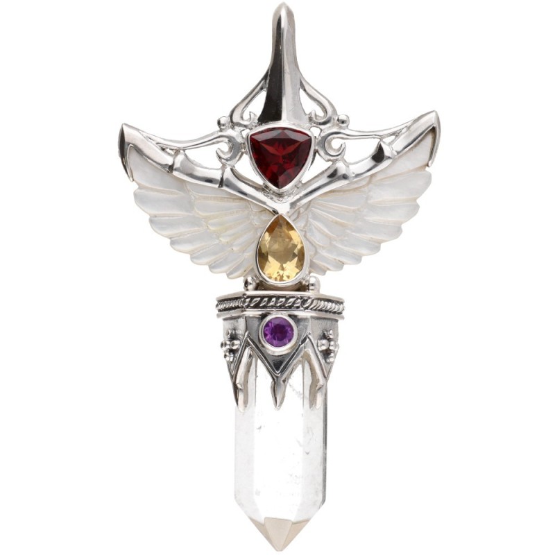 Ciondolo di Ali in Madreperla Bianca in Argento Sterling 925