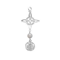 Nó de Bruxa e Tetragrammaton com pingente de quartzo em prata de lei 925