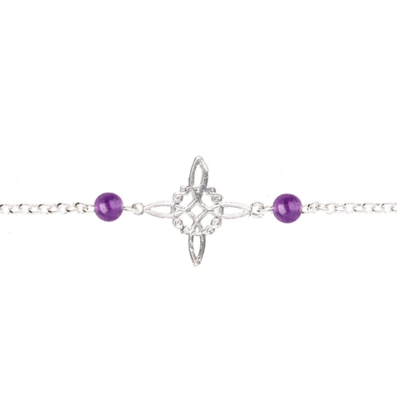 Bracciale Nodo di Strega con Ametista in Argento Sterling 925 -A