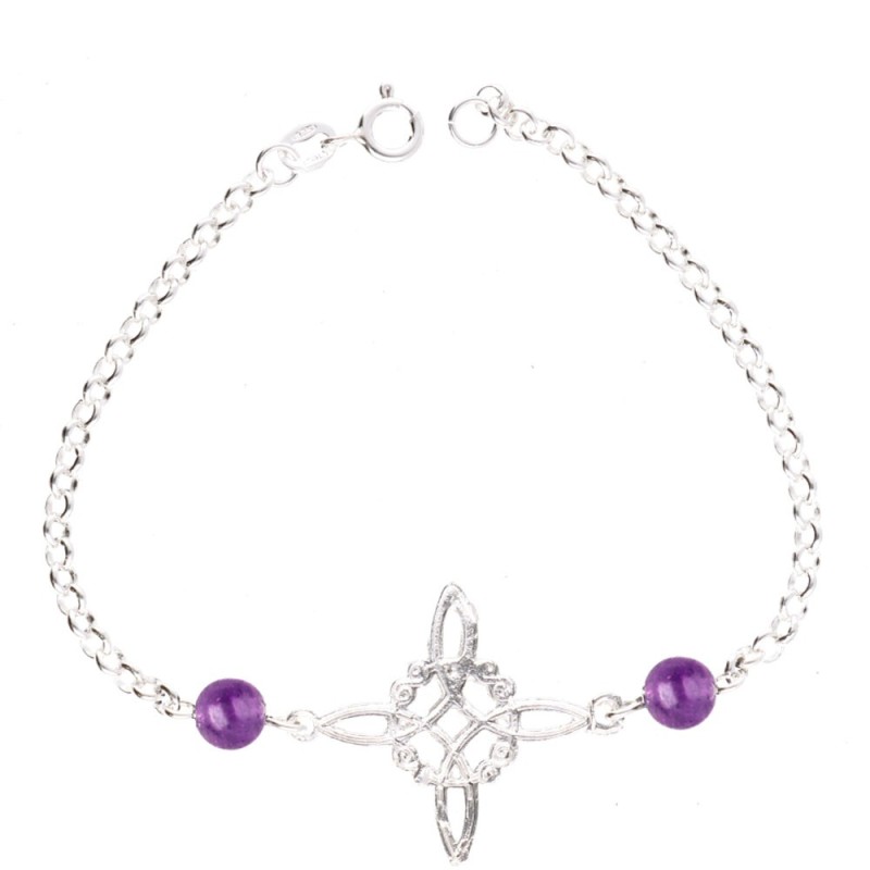 Bracciale Nodo di Strega con Ametista in Argento Sterling 925 -A