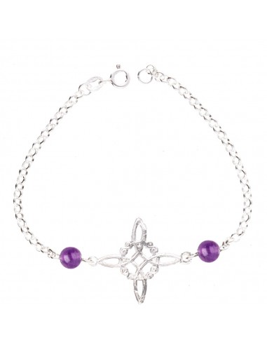 Pulseira nó de bruxa com ametista em...