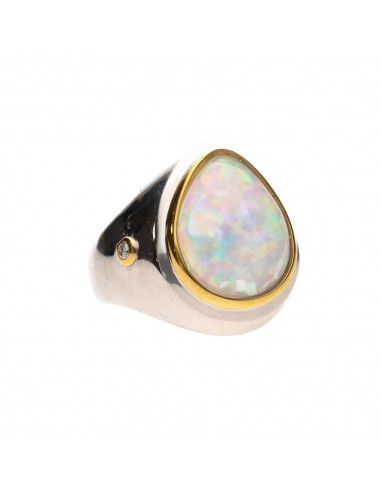 Opal Ring with Diamonds 925 Sterling...