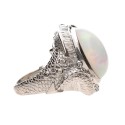 Bague en opale avec diamants en argent 925 (40J)