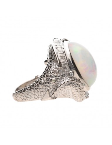 Anillo de Ópalo con Diamantes Plata...