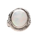 Bague en opale avec diamants en argent 925 (40J)