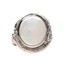 Bague en opale avec diamants en argent 925 (40J)