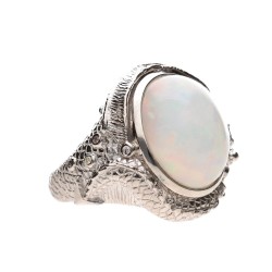 Anello in Opale con Diamanti in Argento Sterling 925 (40J)