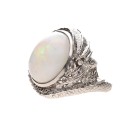 Bague en opale avec diamants en argent 925 (40J)