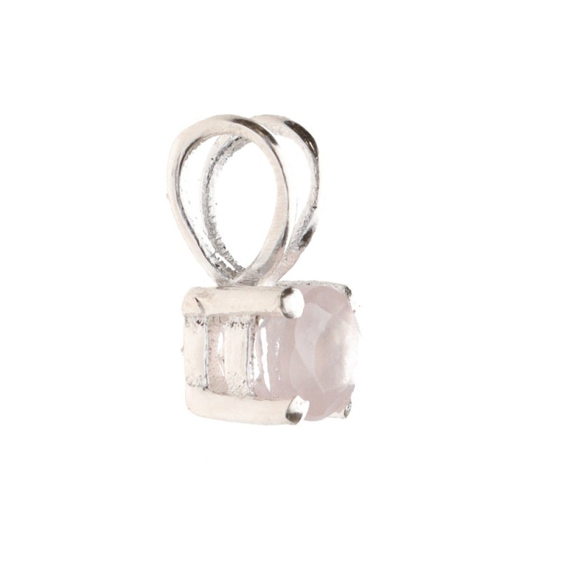 Pendente Mini Cerchio in Quarzo Rosa in Argento Sterling 925