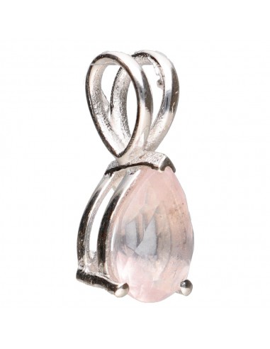 Colgante Gota de Cuarzo Rosa en Plata...