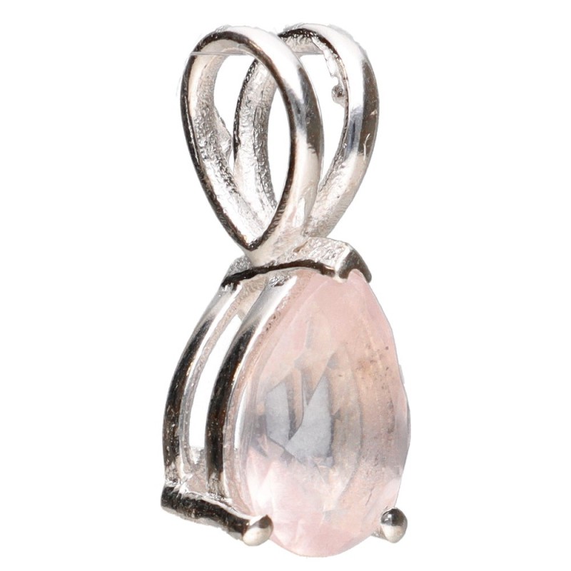 Pendente Goccia di Quarzo Rosa in Argento 925