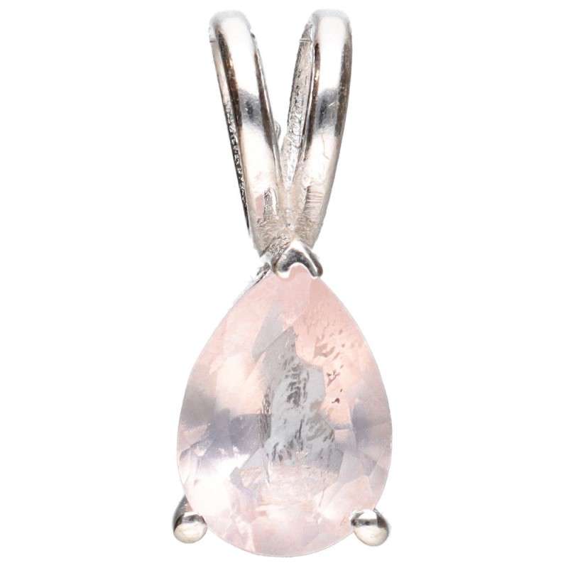 Pendente Goccia di Quarzo Rosa in Argento 925