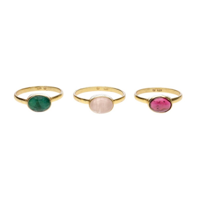 Anello in Minerale Casuale in Argento Sterling 925 e Bagno d'Oro