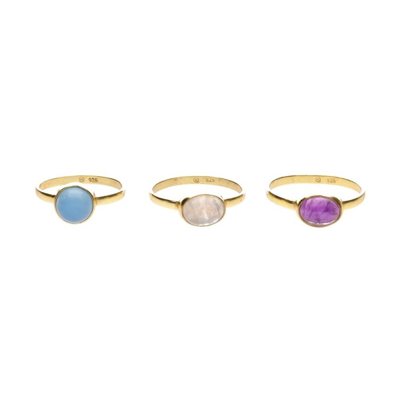 Anello in Minerale Casuale in Argento Sterling 925 e Bagno d'Oro