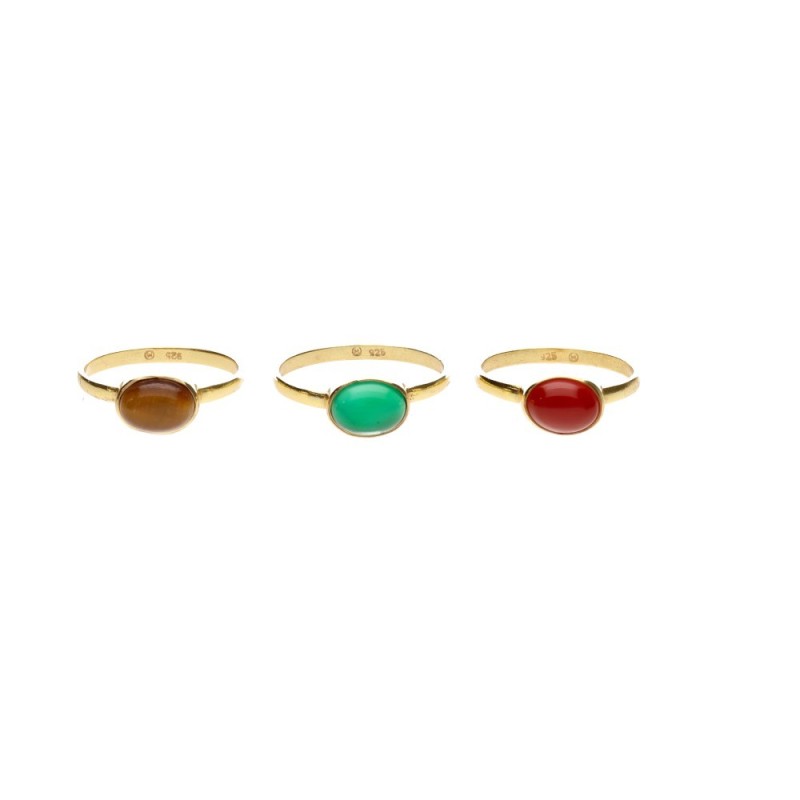 Anello in Minerale Casuale in Argento Sterling 925 e Bagno d'Oro