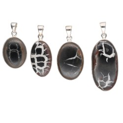 Random Septaria Oval Pendant in Sterling Silver 925