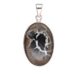 Pendente Ovale di Septaria Casuale in Argento Sterling 925