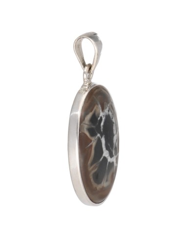 Pendentif Septaria ovale en argent 925