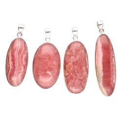 Collana Ovale in Rodocrosite Grande Casuale in Argento Sterling 925